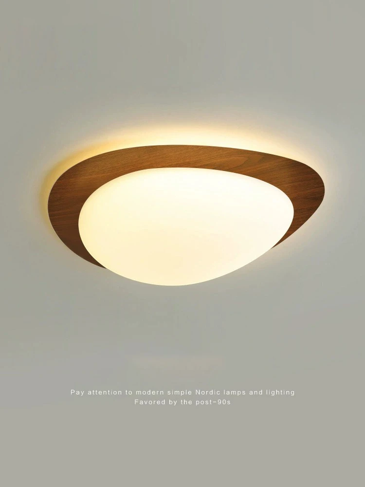 Led Ceiling Lamp Original Wood Walnut Color Light Cobblestone Downlight Bedroom Modern Living Room Soft Lights 30 40 50cm