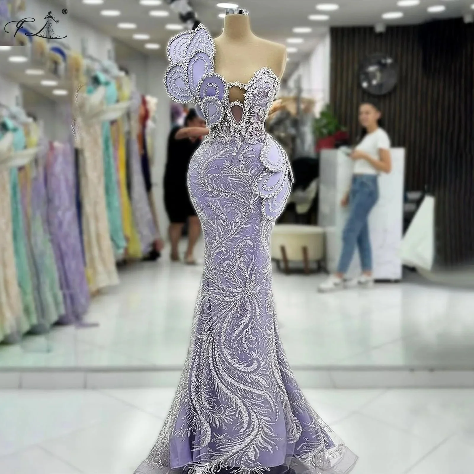 Leaf Blade Mermaid Evening Dress With Rhinestones Small Beads Openwork Chest Long Ball Gown Purple Party Dress Customizable 2026