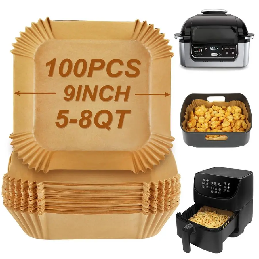 

Бумажные вкладыши для аэрофритюрниц Ninja AG301, AF141 Pro 4in1 и других моделей, 9-дюймовые квадратные одноразовые фильтры из пергаментной бумаги для аэрофритюрниц.