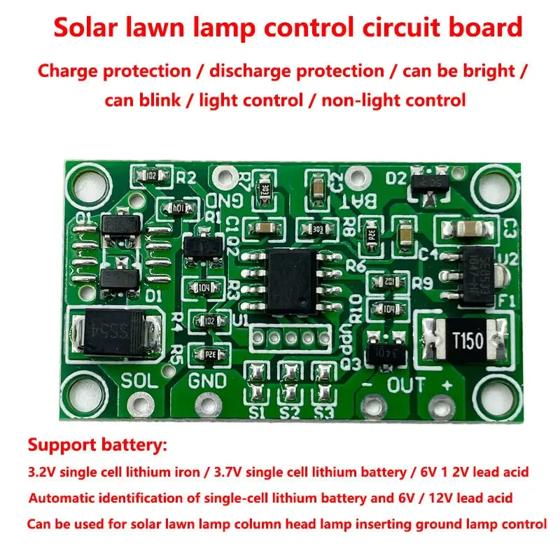 3.7V Solar Lawn Light Controller 6V 12V Solar Column Headlight Controller Board Module For arduino