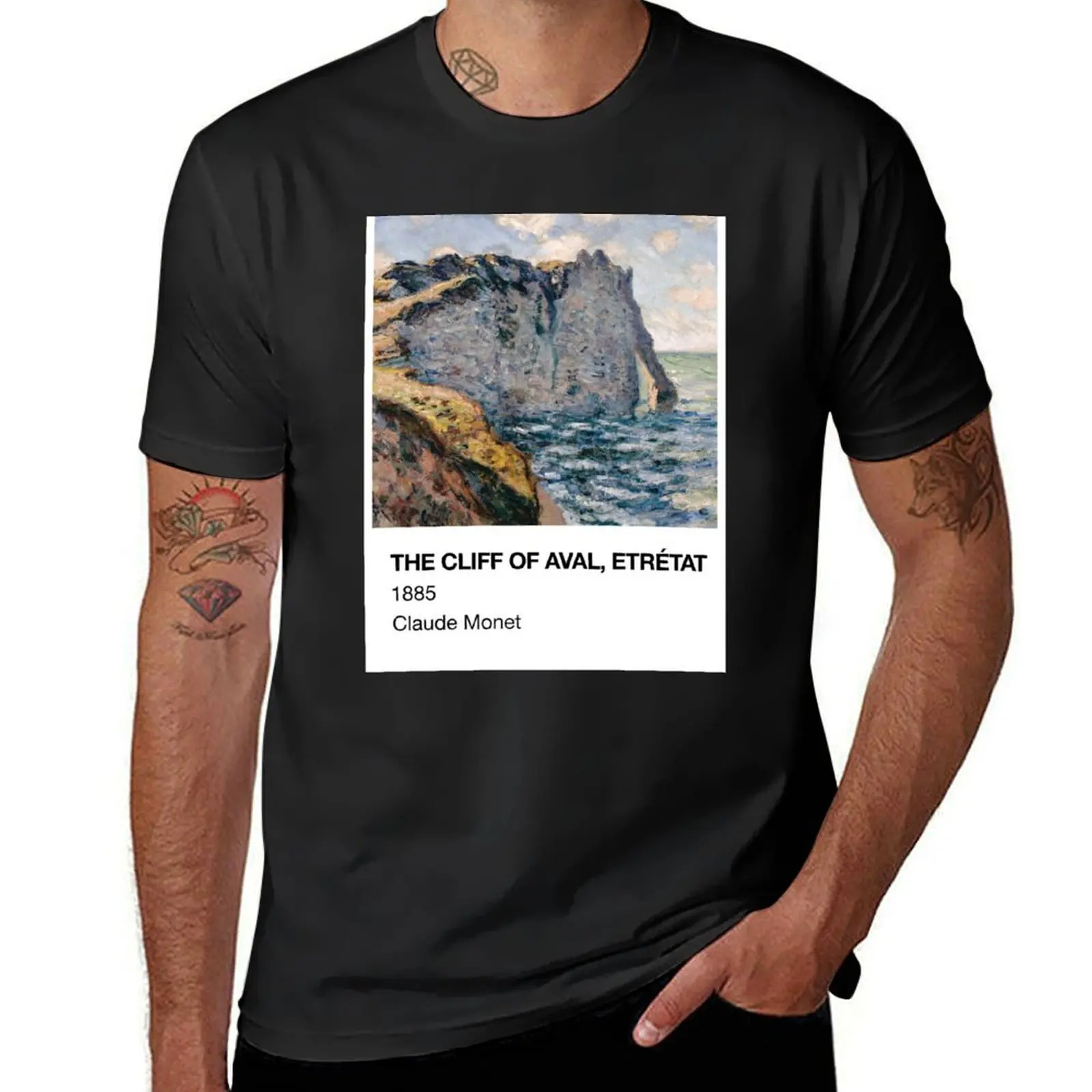 The Cliff of Aval Etretat Claude Monet Pantone Card T-Shirt tees sweat workout shirts for men