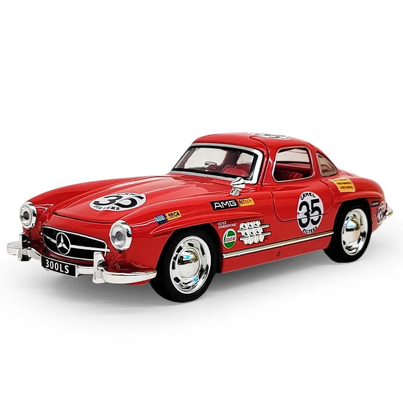 Simulazione 1/32 Benz 300SL Modello di auto in lega con luce sonora Pullback Diecast Veicolo giocattolo Bambini Ragazzo Regalo di compleanno in miniatura