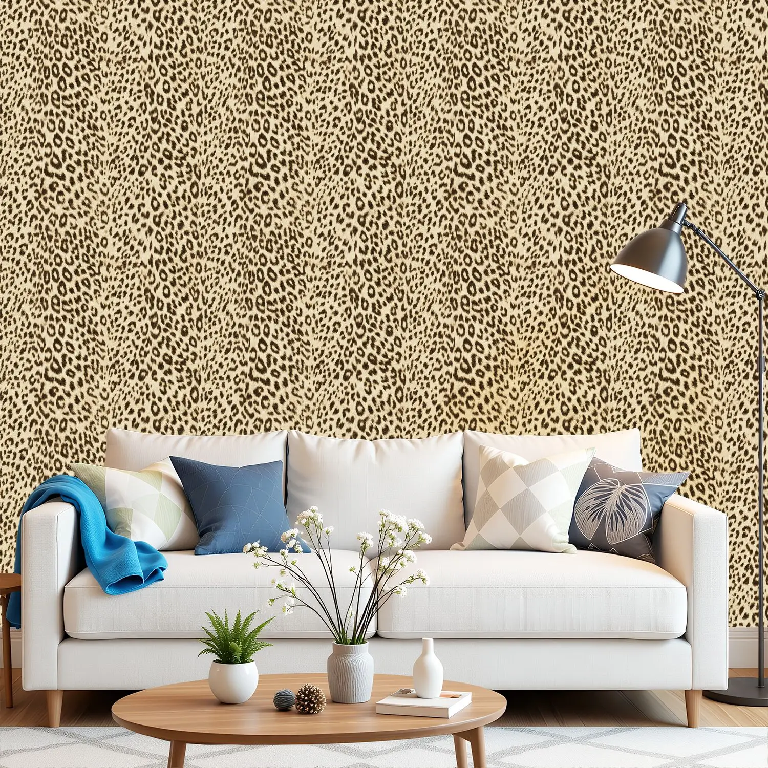 

Леопардовые темные пятна бежевые обои 22,83 "X 118" водонепроницаемые обои для гостиной/спальни/ванной комнаты ПВХ стикер на стену
