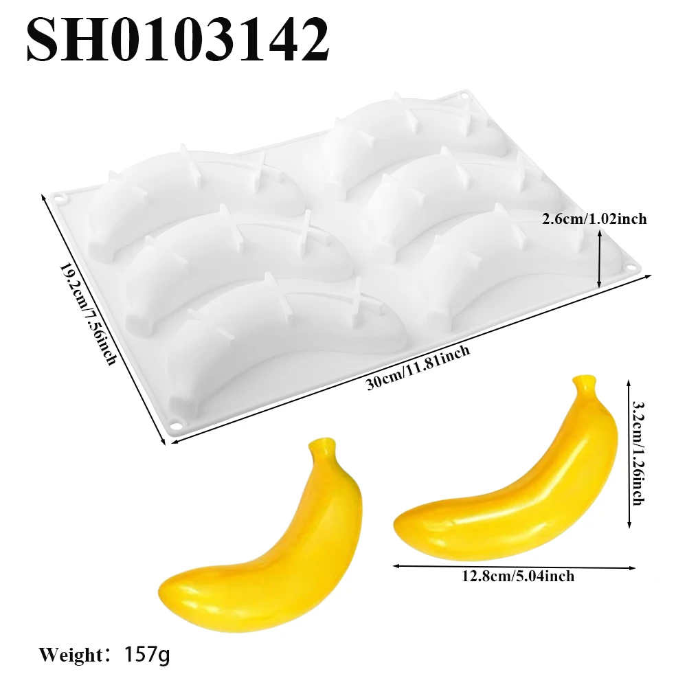 Banana Design Silicone Cake Molds 6 or 12-Cells Food Grade Fruit Mousse Cake Mould Party Dessert Baking Tools Kitchen Bakeware