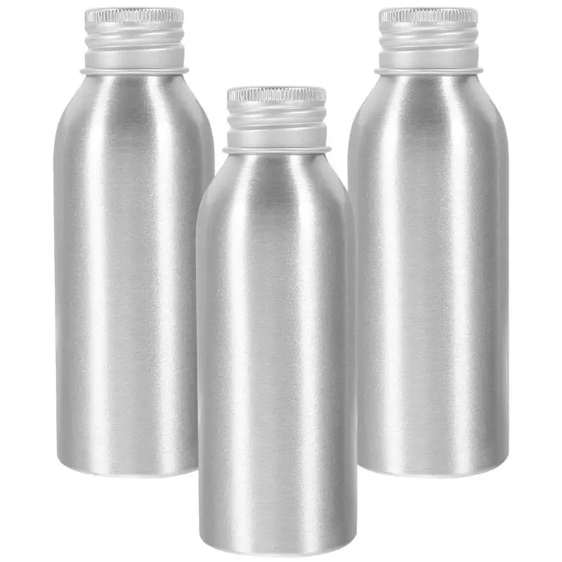 3pcs 100ml Aluminum Refillable Lotion Bottles Empty Essential Oil Bottle Screw Caps Sample Vials Travel Containers