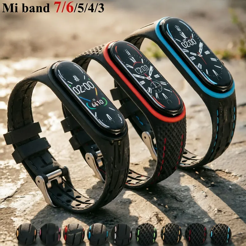 Honeycomb Pattern Bracelet For Xiaomi Miband 7 6 5 Strap Replacement Silicone Watchband Mi Band 3 4 5 6 Smartwatch Accessories