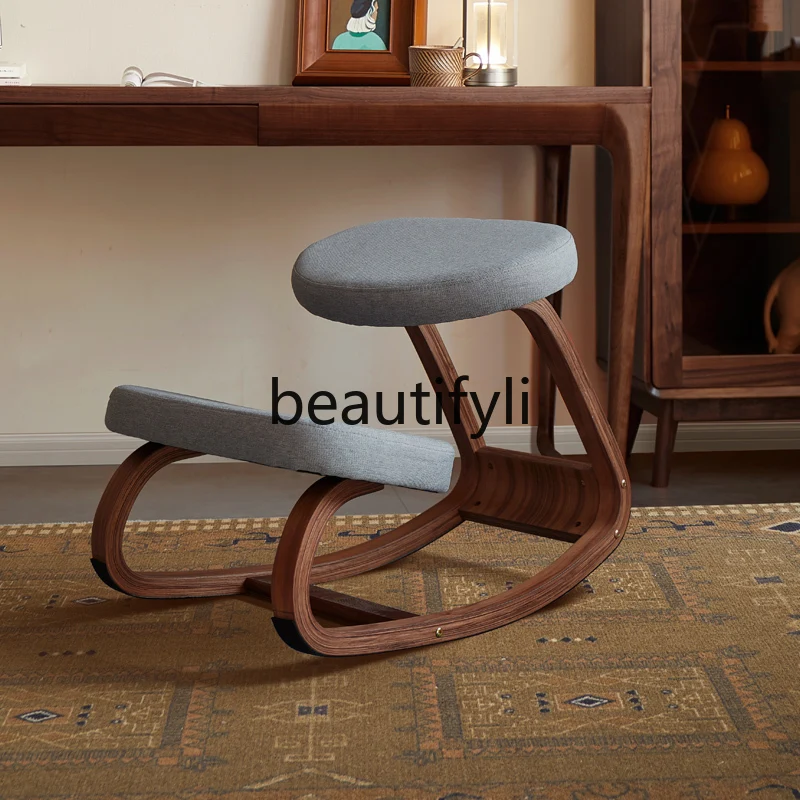 

Black walnut kneeling chair simple solid wood home study chair