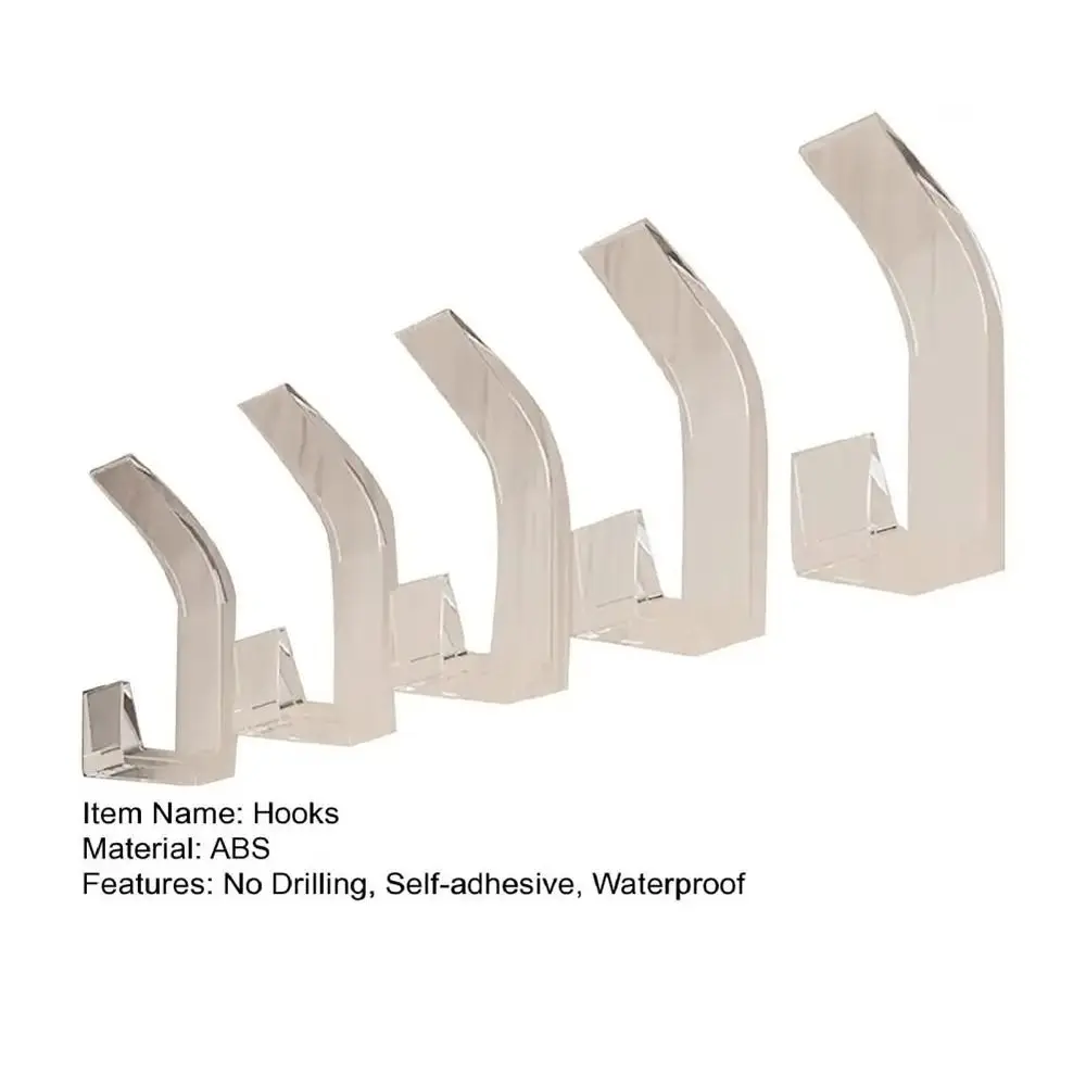 5Pcs/Set Self-adhesive Wall Hanging Hooks No Drilling Bathroom Kitchen Shower Organizers Anti-slip Clothes Towel
