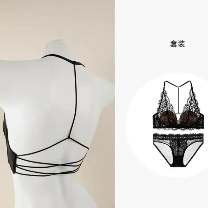 Sexy französisches Bralette mit Spitzenverschluss vorne, kleine Büste, Push-Up, dünne, verstellbare Träger, reiner Komfort, rückenfrei, kabelloses Dessous-Set BC