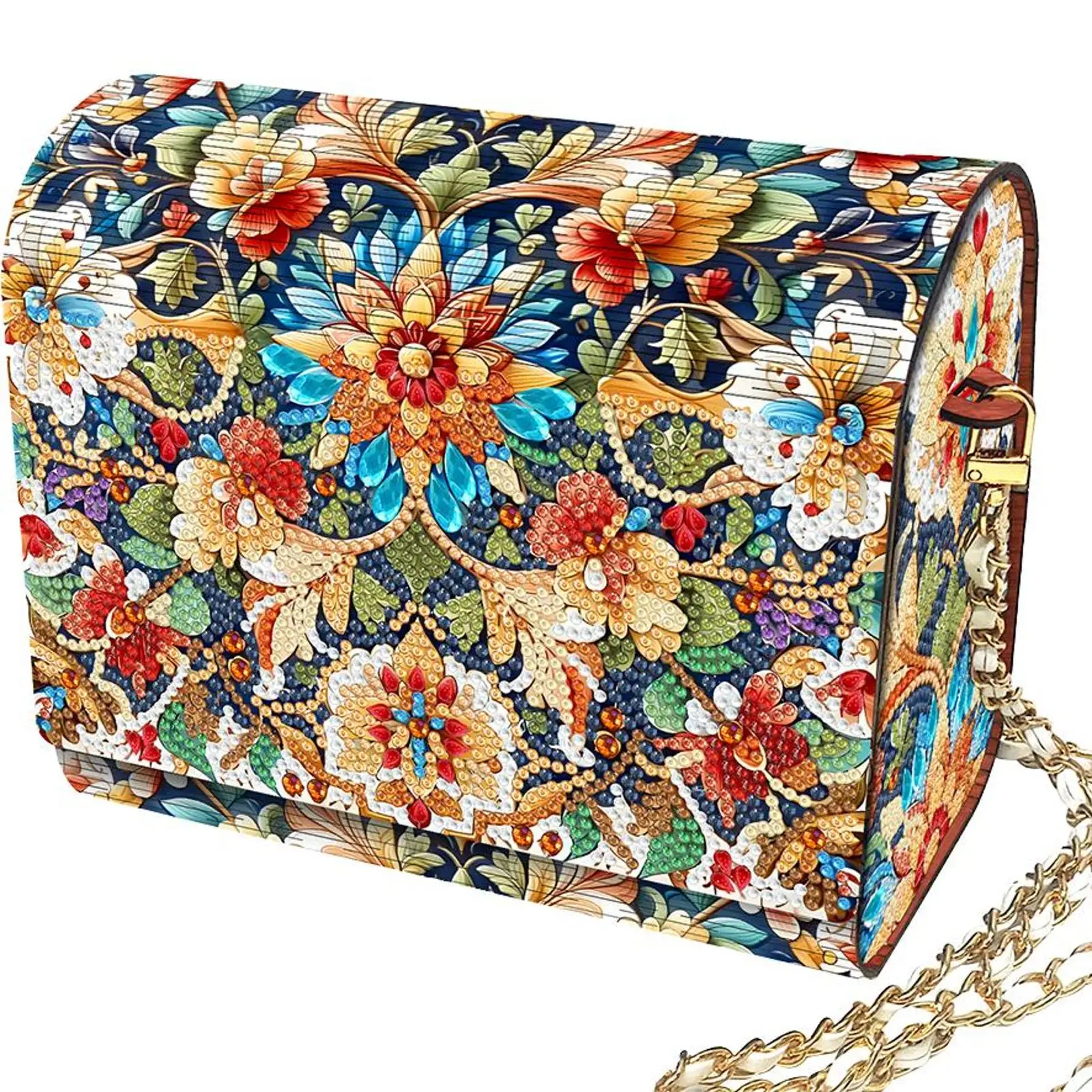 

Деревянный кошелек для монет с цепочкой, украшенный стразами, с цветочным узором, блестящая сумочка для макияжа, набор для творчества своими руками, подарок