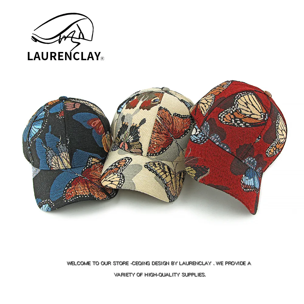 Ethnic Style Personalized Embroidered Butterfly Hat Women's Baseball Cap Hard Top Casual Versatile Peaked Cap Sun Protection Hat