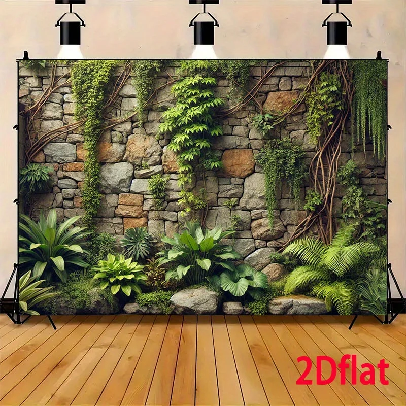 Realistic Tropical Jungle Print Tapestry Wall Decor Polyester Hanging Background Art Indoor Greenery Vines Stone Mural Picture f