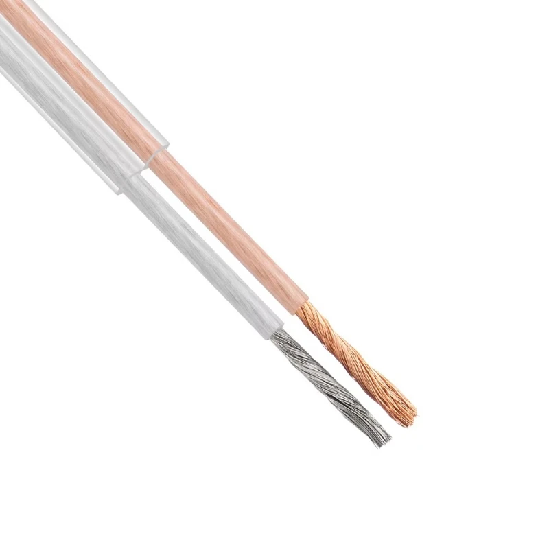 Cable de altavoz transparente HiFi 16AWG, oro/plata, 99.99% OFC, cobre, par trenzado de alta gama, chaqueta de PVC para Audio de coche, cine en casa