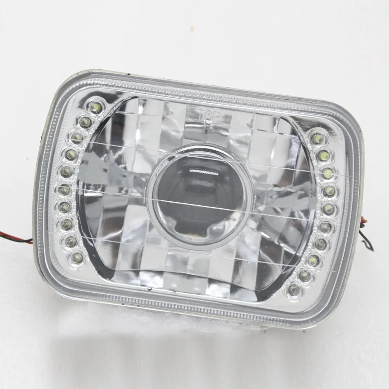 7x6 5X7 Halo Headlights LED Square Crystal Clear Projector For Jeep Wrangler YJ