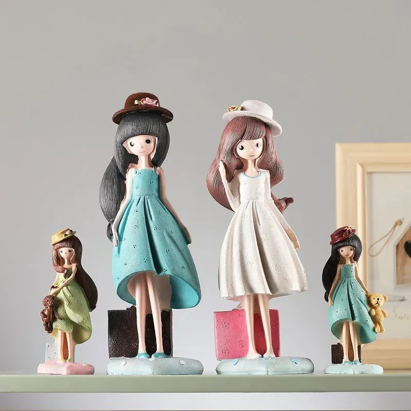 Cartoon Flower Fairy Resin Ornaments Simple Bedroom Living Room TV Wine Cabinet Artistic Figurine Ornament Home Decoration Gifts