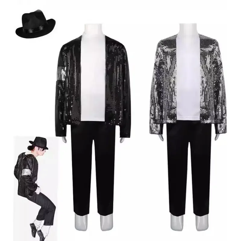 

Michael Jackson Performance Costume Imitation Set Stage Glitter Children's Adult Men's and Women's MJ Performance Costume Set