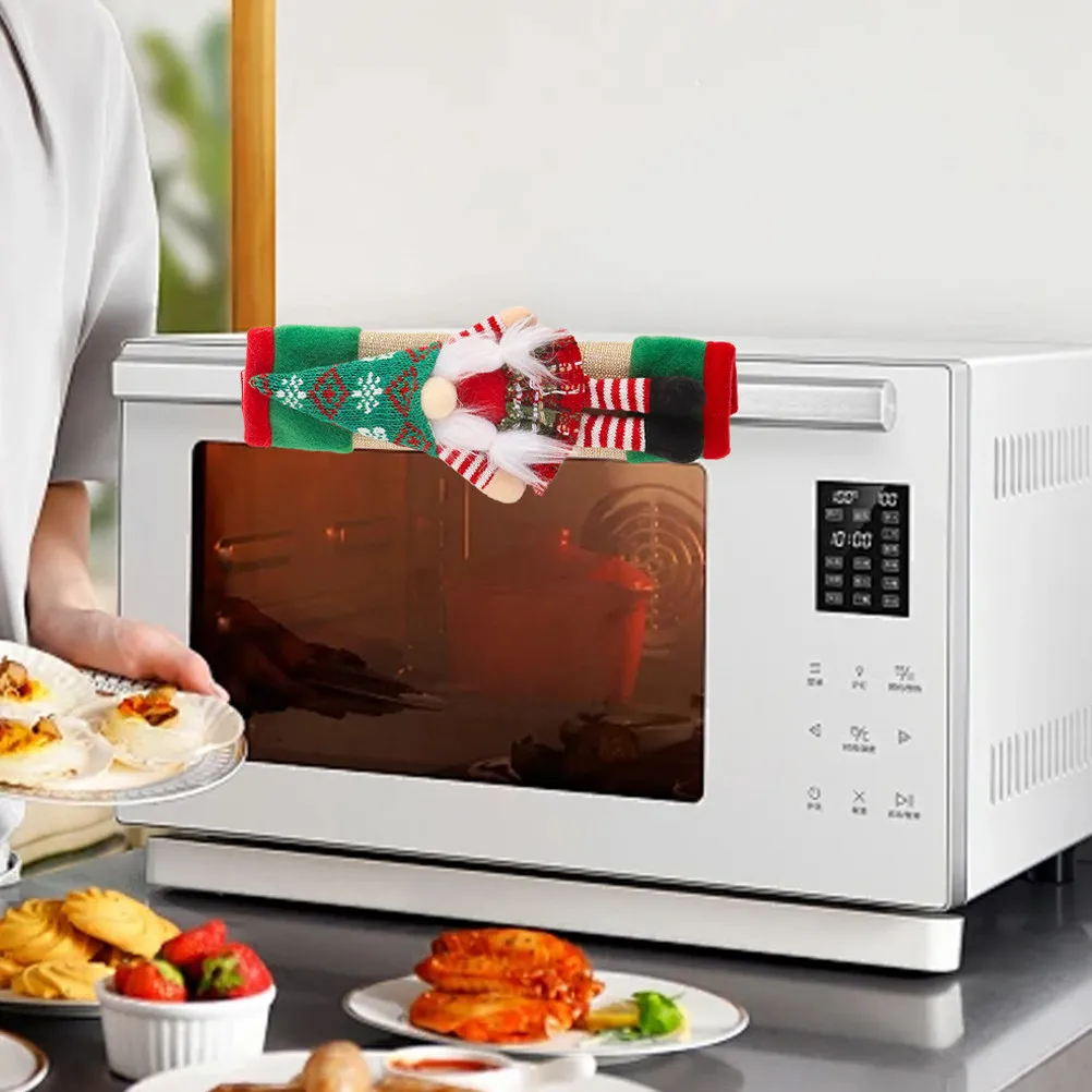 

2Pcs Christmas Refrigerator Door Handle Covers Soft Protective Appliance Wraps Holiday Kitchen Microwave Oven Handle Gloves