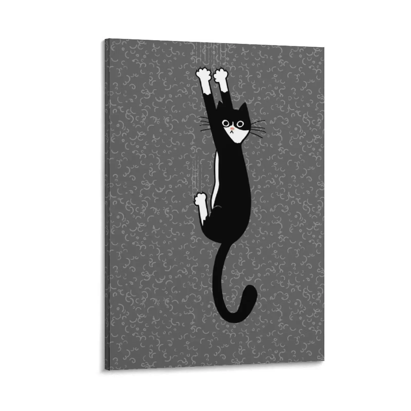 

Black and White Cat Hanging On Funny Tuxedo Cat Canvas Painting stickers & posters Decor for room decorations for the room