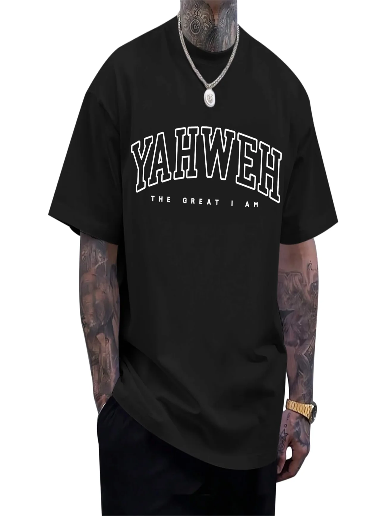 T-shirts chrétiens Jésus pour hommes, chemises religieuses Dieu Yahweh Foi, T-shirts graphiques vintage surdimensionnés avec versets bibliques, hauts en coton