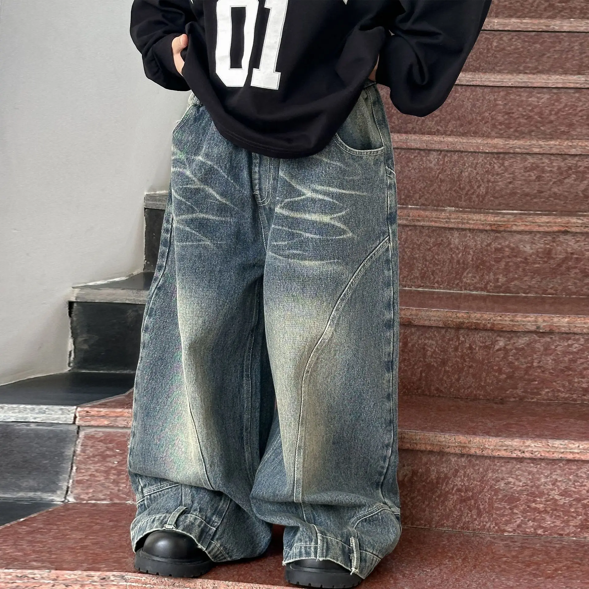 2026 Spring/Autumn New American Small Kids' Micro Pull Pants Loose Pants Trend