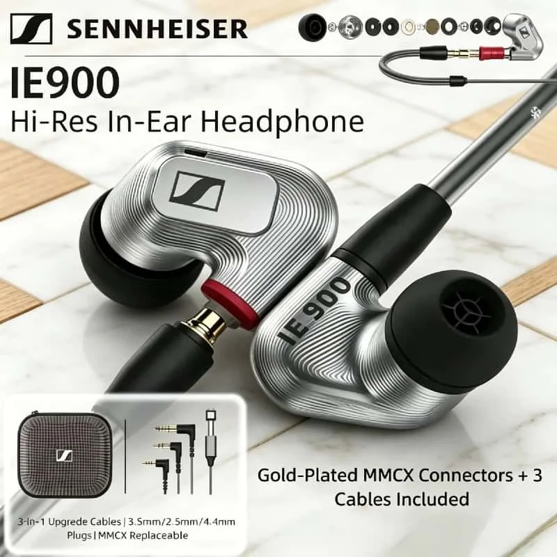 Original Sennheiser IE900 Wired In-Ear Headphones Flagship Hi-Res Audio Audiophile Earbuds Detachable Cable Monitor IE 900
