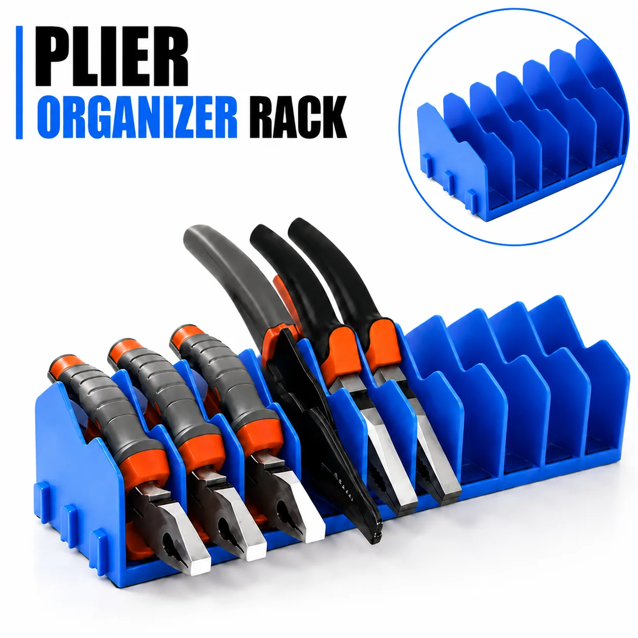10 Slots Plier Organizer Rack, Divider Pliers Storage Rack, Space Saving, Non-Slip Rubber Base, for Cutters Hammers Wrenchs Hand