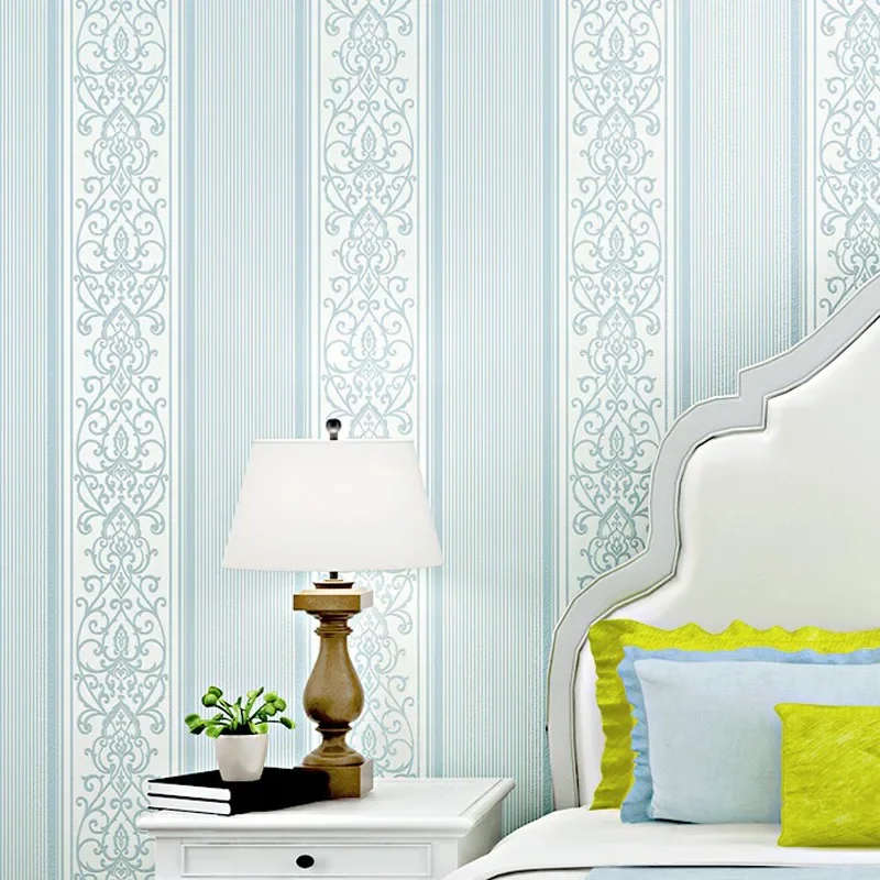 European Style Non Woven Wallpaper Bedroom Living Room Wallpaper 3D Vertical Stripe Home Warm Decor TV Background Wall Simple