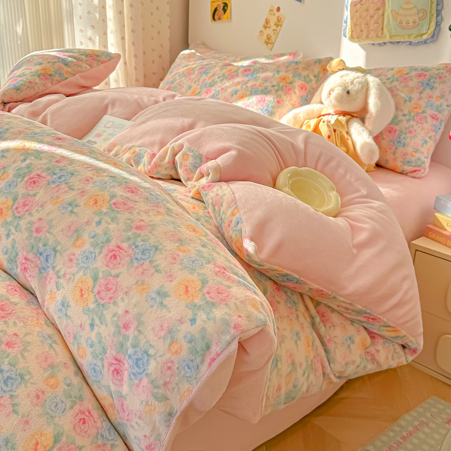 

Зимний фланелевой пододеяльник с принтом для зимних цветов, мягкий теплый сохраняющий тепло, пододеяльники, молочный бархат, кровать размера «king-size»