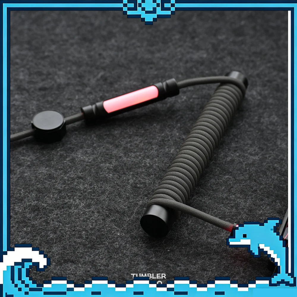 Tumbler Studio Dark Gray 8K Custom Mechanical Keyboard Aviator Cable Coiled Gaming Cord for Magnetic Switch Keyboard