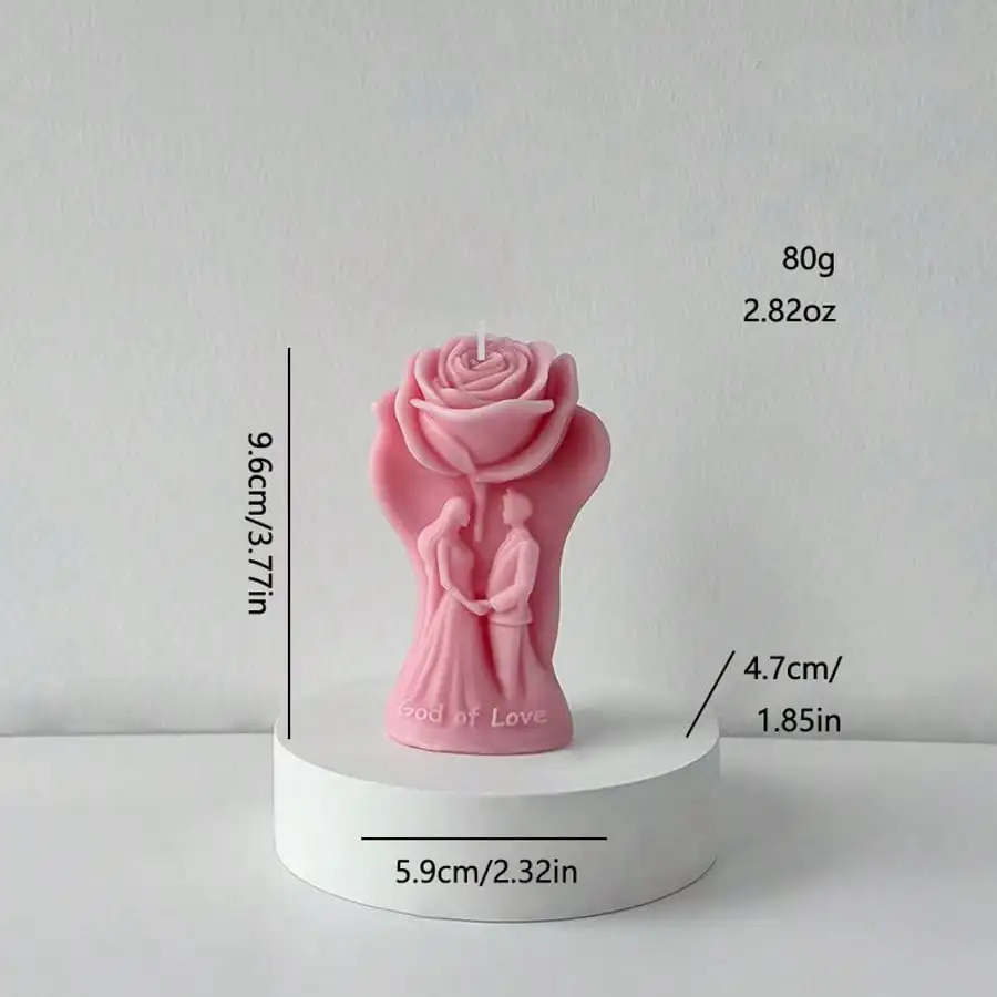 Rose Couple Scented Candle, Suitable For Valentine's Day Gift, Home Decor, Bedroom Decor, Party, Dining Table Decor, Kitchen Decor, Restaurant, Party, Candlelight, Birthday Candle Decor, Holiday Decor