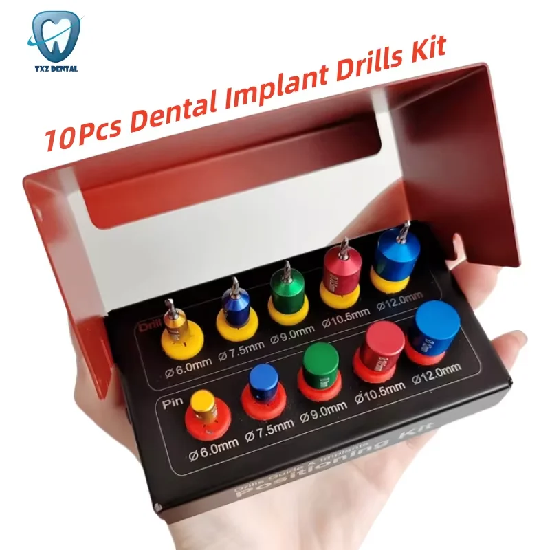 10 Pcs/Set Dental Implant Guide Drill Positioning Drill Kit Titanium Guided Surgery Pins Dental Oral Implant Instrument Tools