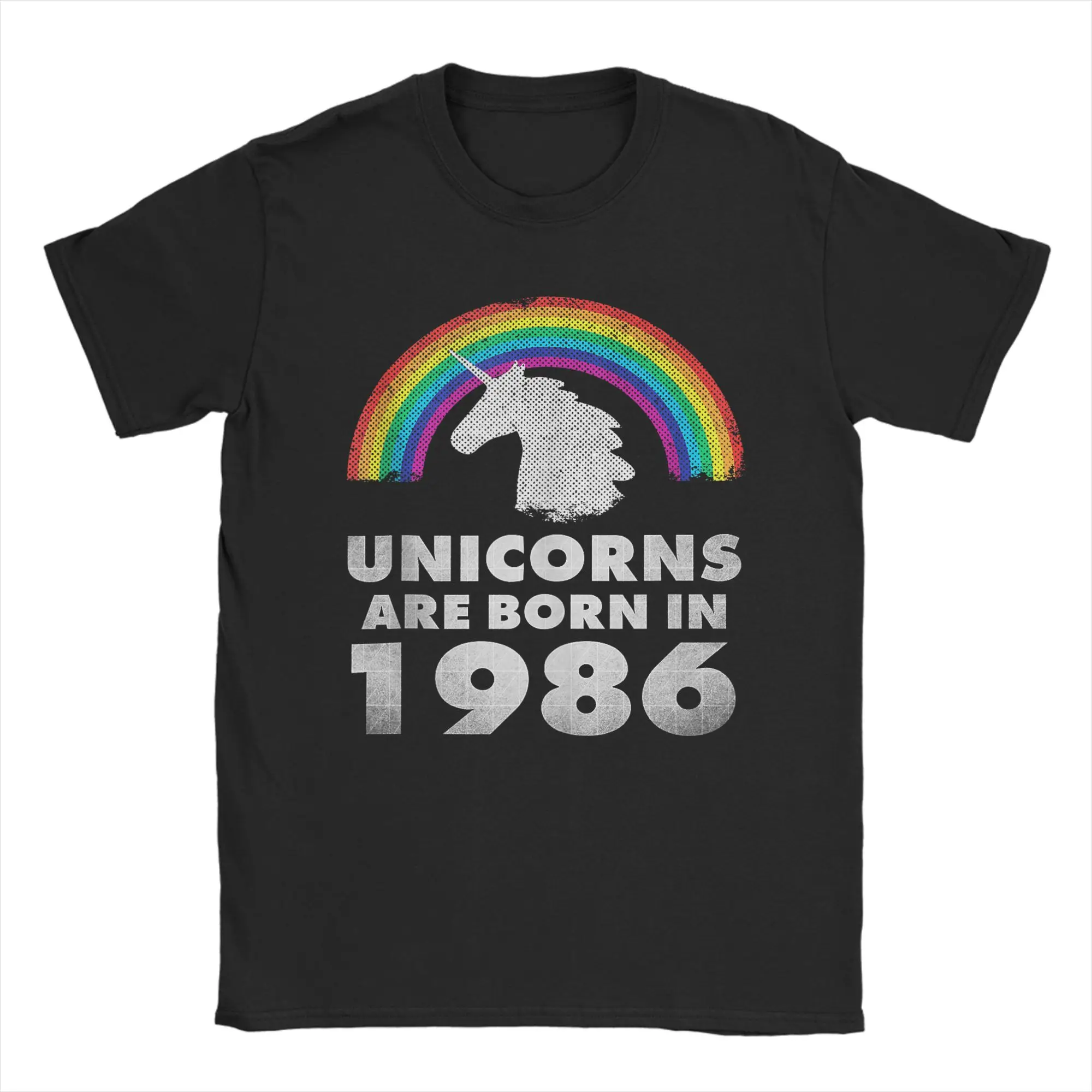 

Unicorns 1986 40th Birthday 40 Years Old Men T Shirt Novelty Tees Short Sleeve Crew Neck T-Shirt Pure Cotton Plus Size Clothing