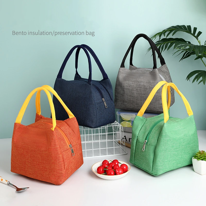 Women's Insulated Lunch Bag Oxford Cloth Food Container Portable Thermal Cooler Handbag Bento Pouch for Work Office Picnic