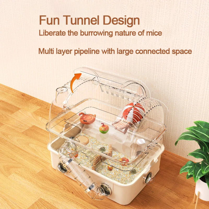 Hamster Cage Extra Large Luxury Villa Supplies Multi-Layer Acrylic Panoramic Transparent Golden Bear