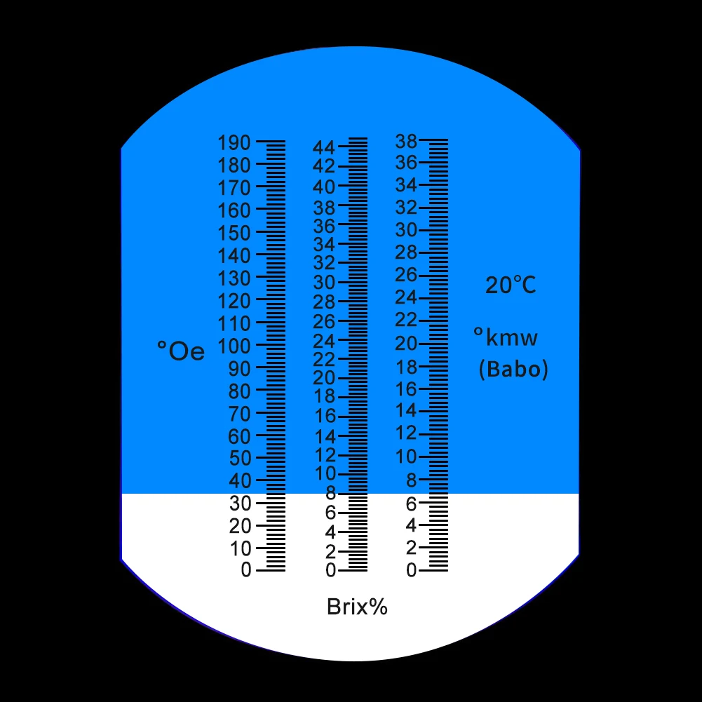 Yieryi Rifrattometro portatile Oechsle Brix 0~44% Brix 0~190 Oe Oechsle 0~38 KMW Rifrattometro Vino Birra Succo di frutta Brew