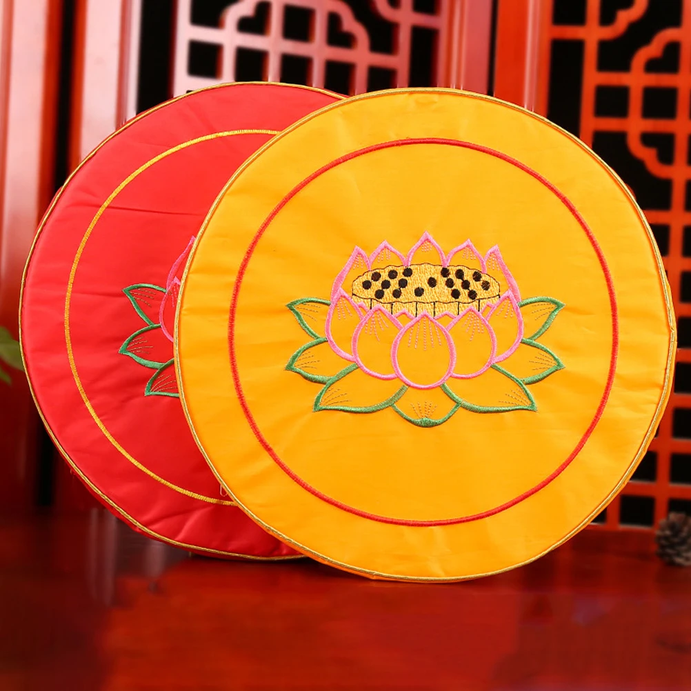 

2pcs Yellow Small Red Small Round Meditation Mats Prayer Cushions for Home Temple Worship Yoga Mat Storage