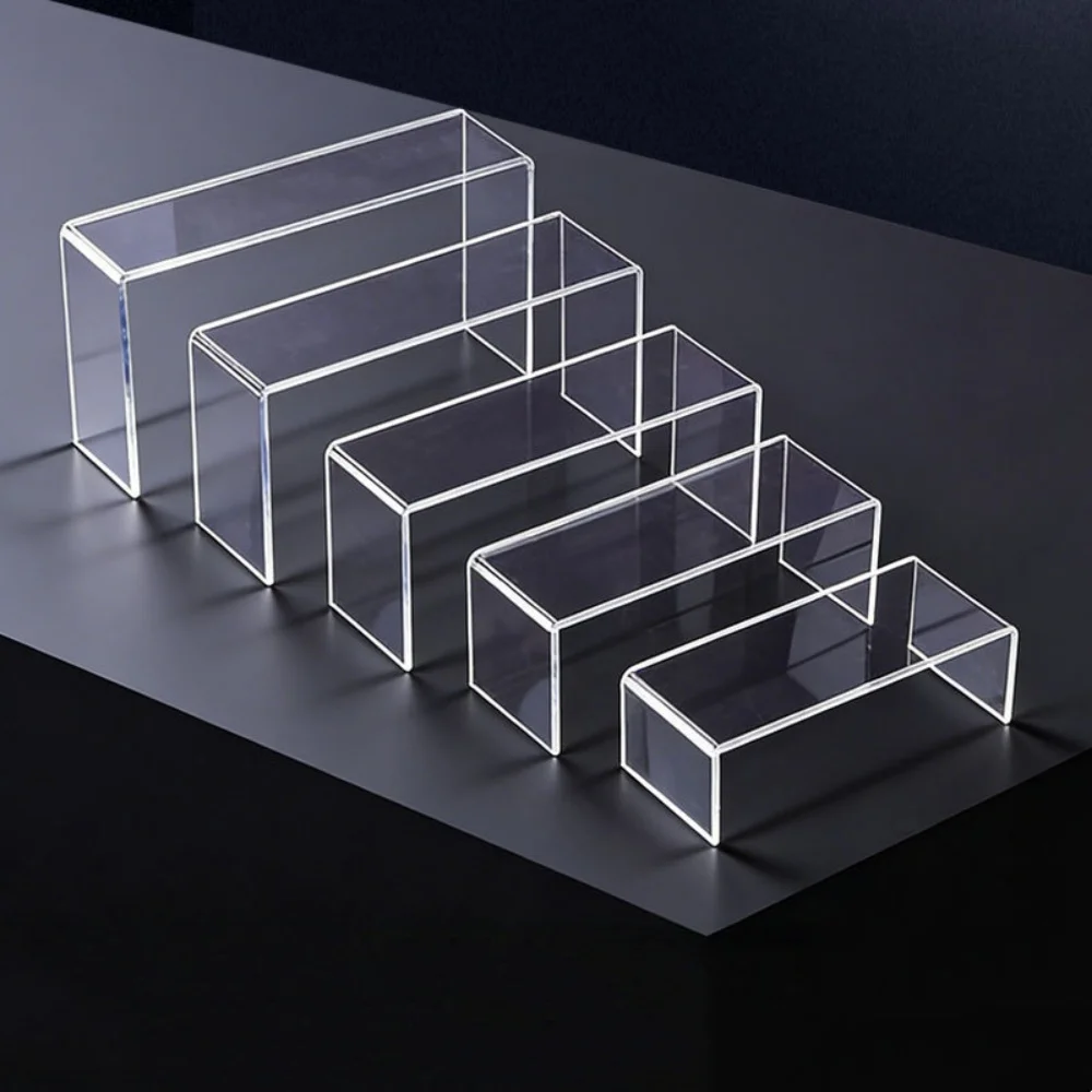 5Pcs U-Shaped Acrylic Display Risers, Transparent Desktop Showcase Stand for Figurines, Jewelry, Cosmetics, Retail Display Shelf