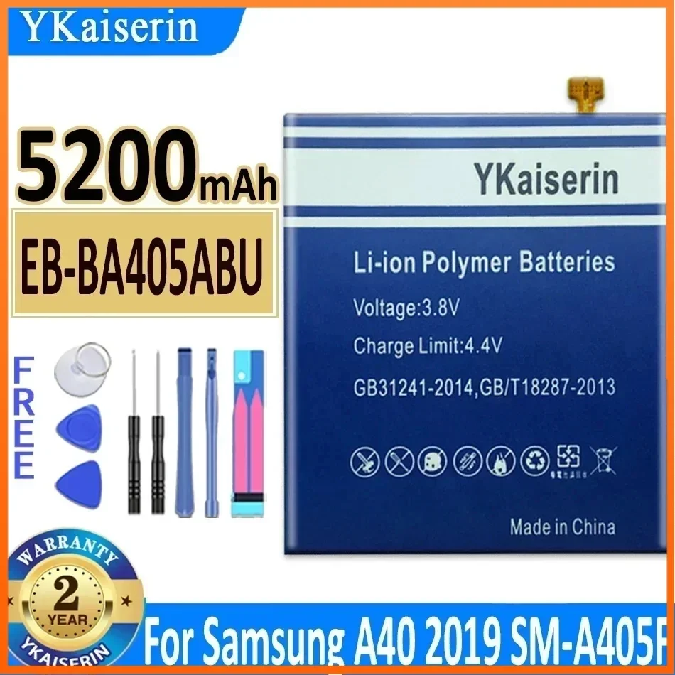 YKaiserin for SAMSUNG Galaxy A40 2019 SM-A405FM/DS A405FN/DS GH82-19582A Bateria EB-BA405ABE EB-BA405ABU 5200mAh Battery + NO