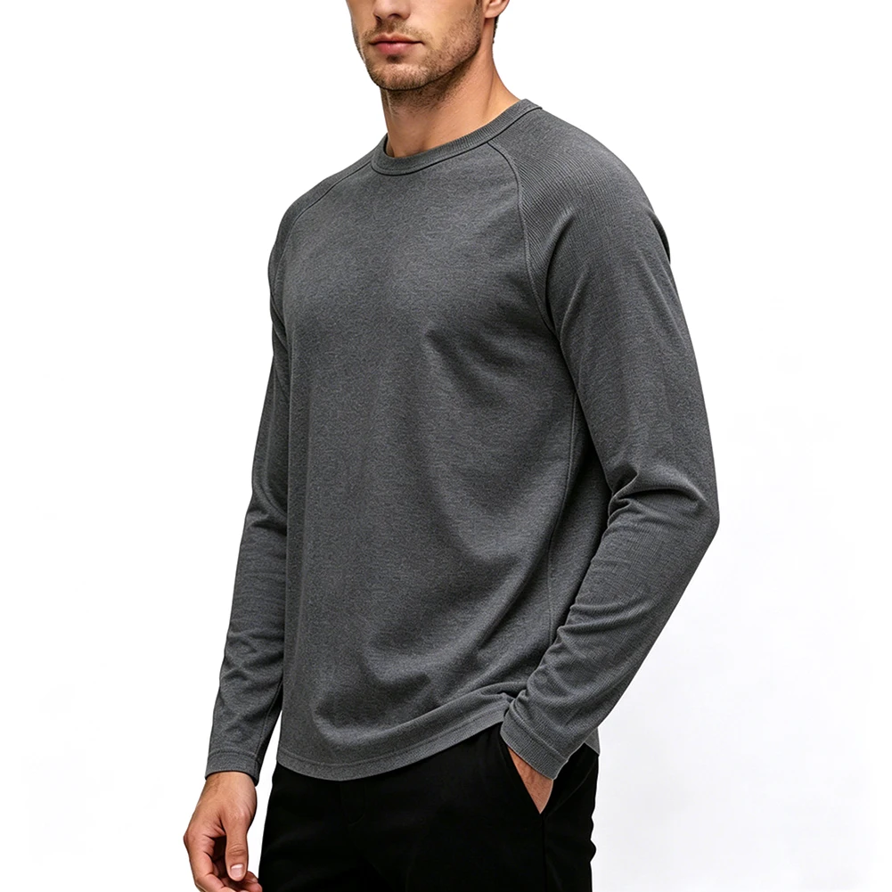 Breathable Sport Shirt Men Sweatshirt For Everyday Wear 96 Percent Polyester 4 Percent Spandex Regular Fit Length
