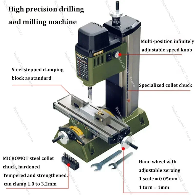 220V 100W Mini Milling Machine MF70 Bench Driller Woodworking Lathe