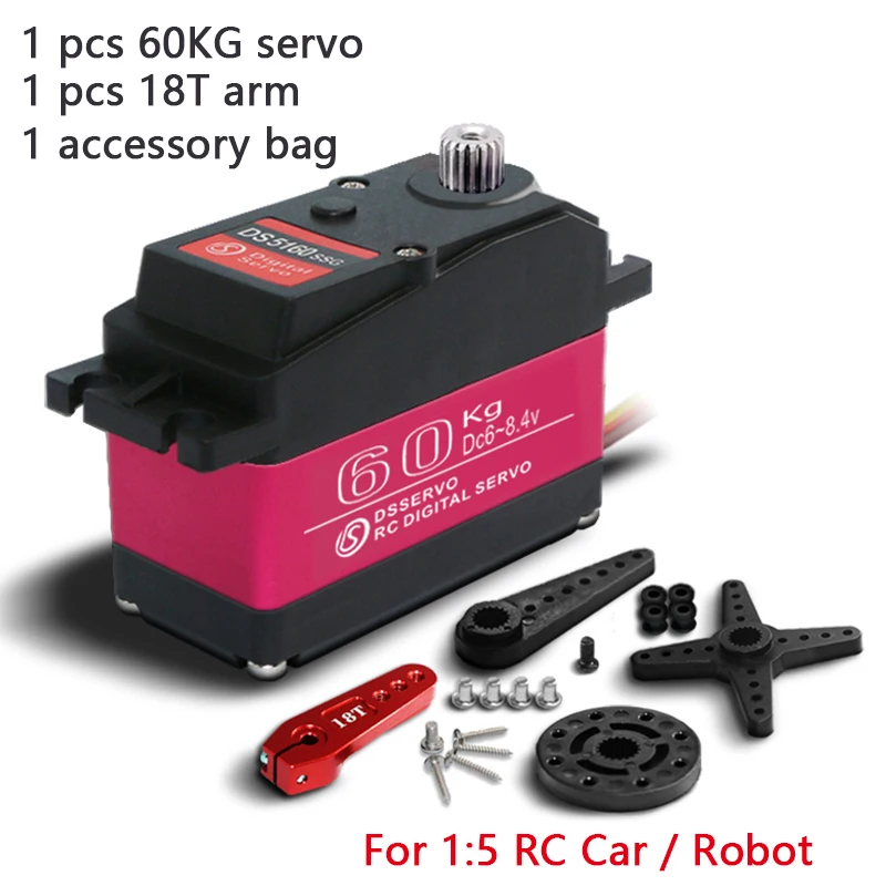 Dsservo-Servo numérique à couple élevé, adapté au robot de direction de voiture télécommandé, amélioré, 1/5, 60 1948, rm, 12V, 24V, 4 pièces