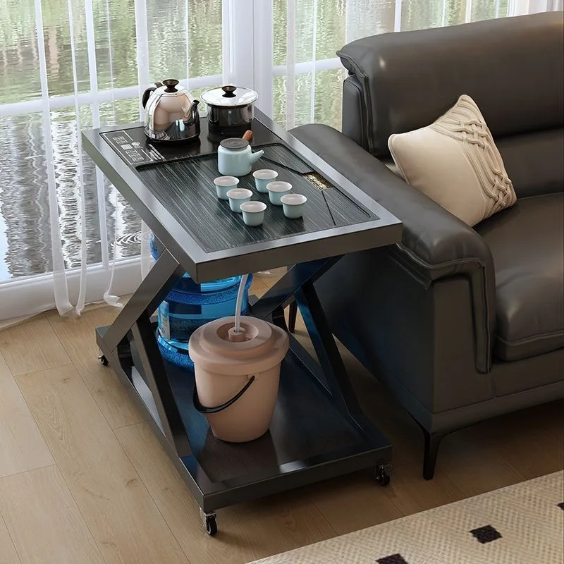 Mobile small tea table side cabinet tea table balcony small apartment household tea drinking small integrated light