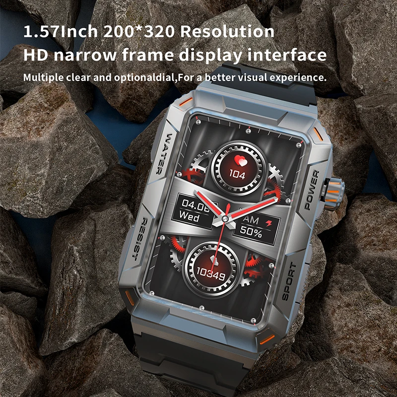 MAOYUAN New Smart Watch 1.57-inch IPS True Color HD Display 5.2 Bluetooth Connection, Music Control Function Men's Smart Watch