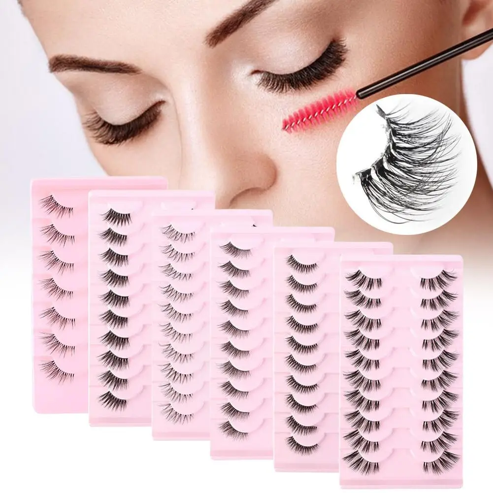 10 أزواج من الرموش الصناعية الناعمة ثلاثية الأبعاد من المنك اليدوية أدوات التجميل المزيفة رموش صناعية تجعل رموش تمديد Cils maquiag P0K7 #2
