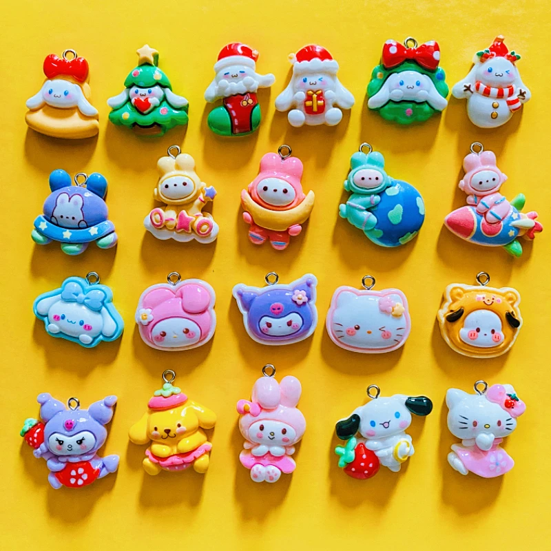 10PCS Cartoon Cute Animals Frog Cat Pendant Resin Charms for Jewelry Making DIY Earrings Keychain Necklace Accessories