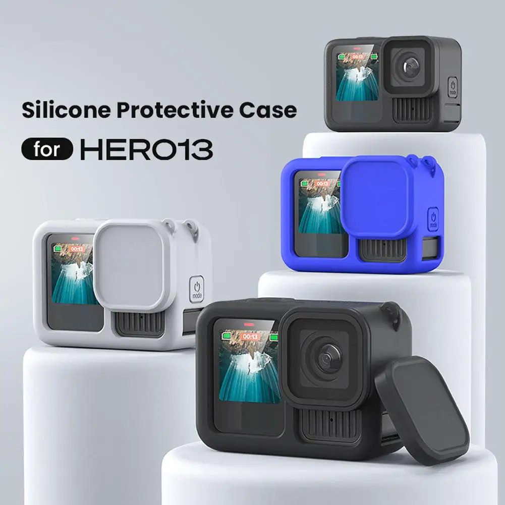 For Hero 13 Black Accessories Case Protective Housing Shell Protector Rubber Silicone + Lens Cap Strap For Go Pro Hero13