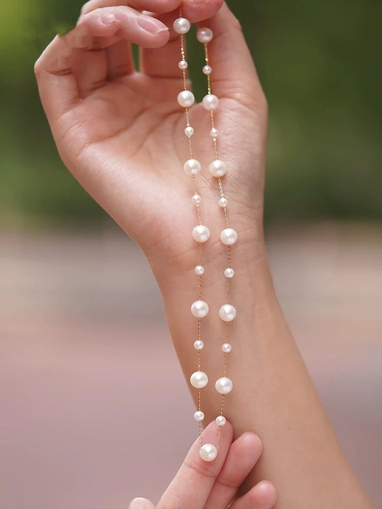 

Fine Jewelry Pure 18K Gold Necklace Pendant AU750 Natural Freshwater Pearl Elegant Women's Gift Pure Banquet Wedding