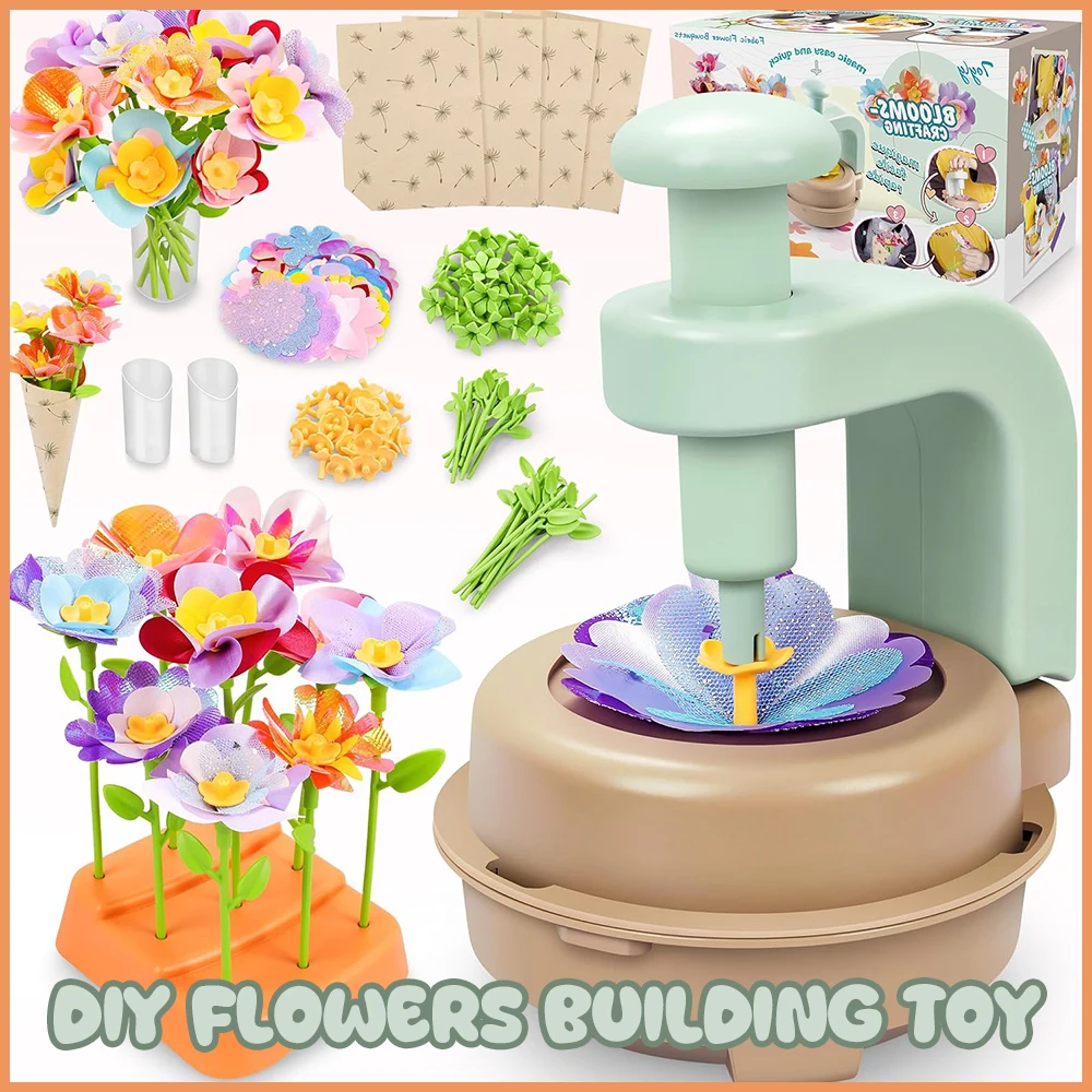 Zestawy do samodzielnego wykonania bukietów kwiatów z tkaniny, zabawki, zestawy rzemieślnicze dla dzieci - zabawka kwiatowa, budowanie bukietu kwiatów, edukacyjna aktivność dla małych dziewczynek, prezent urodzinowy