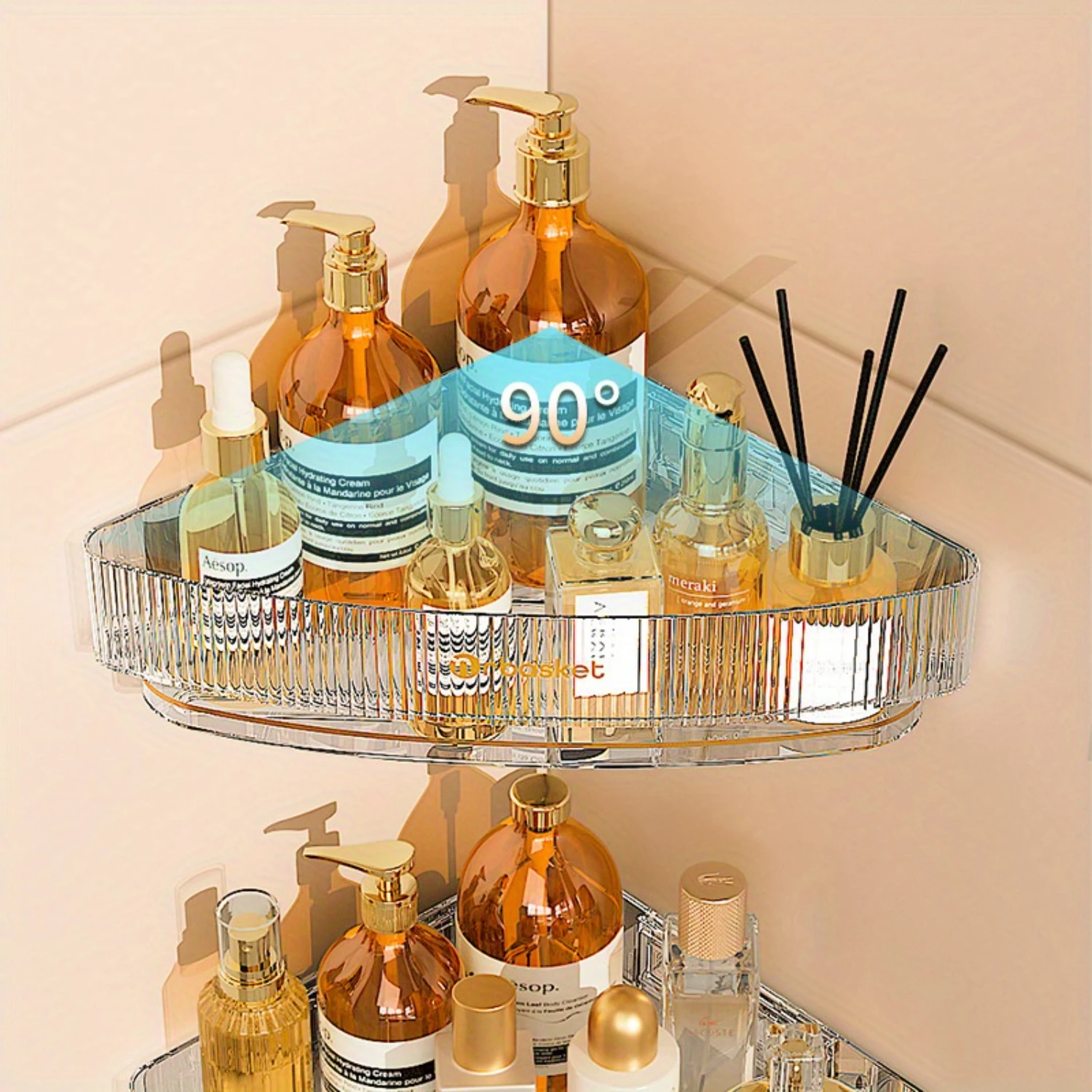 Corner Shower Shelf, Plastic Bathroom Organizer Rack, Wall-Mounted Shampoo and Soap Caddy for Space-Saving Storage in Home & Hot