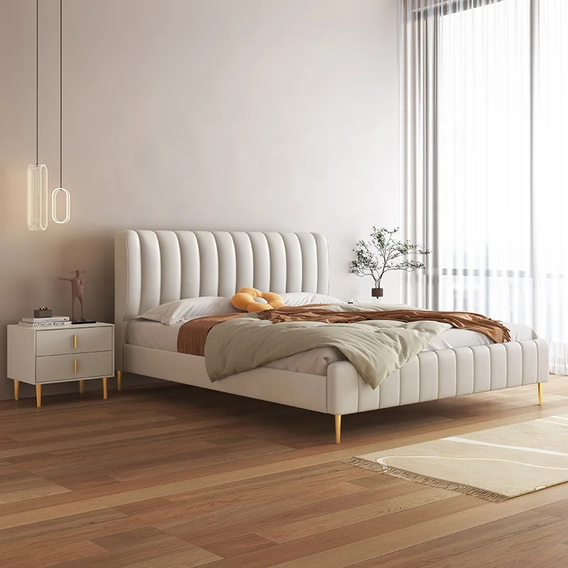 Bedroom Furniture Set Comforter Wholesale White Modern Wooden Beds Bedding Leather Fabric king Size Bed with Storage Box